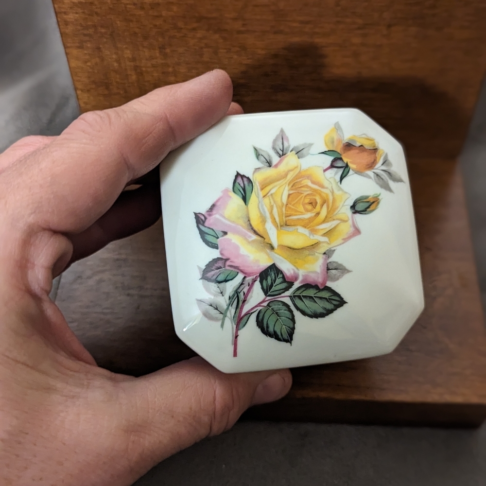 Limoges Porcelain Hand Painted Trinket Box Flower Leaf Decorations